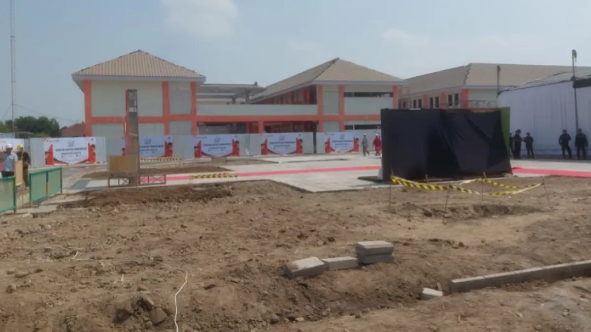 ON PROGRES: Pembangunan Sekolah Rakyat Terintegrasi Kabupaten Madiun masih dikebut menjelang operasional.