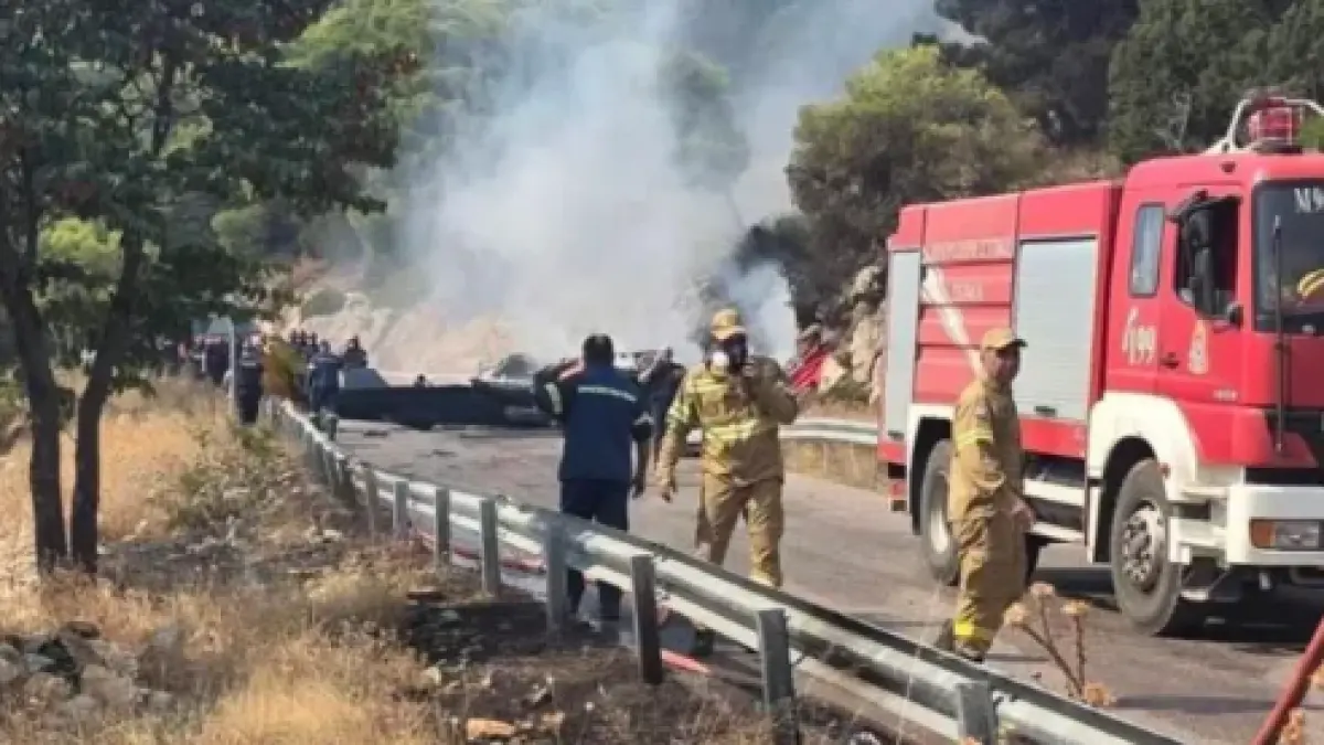 Firefighters and forensic experts were later seen working at the crash site (BBC)