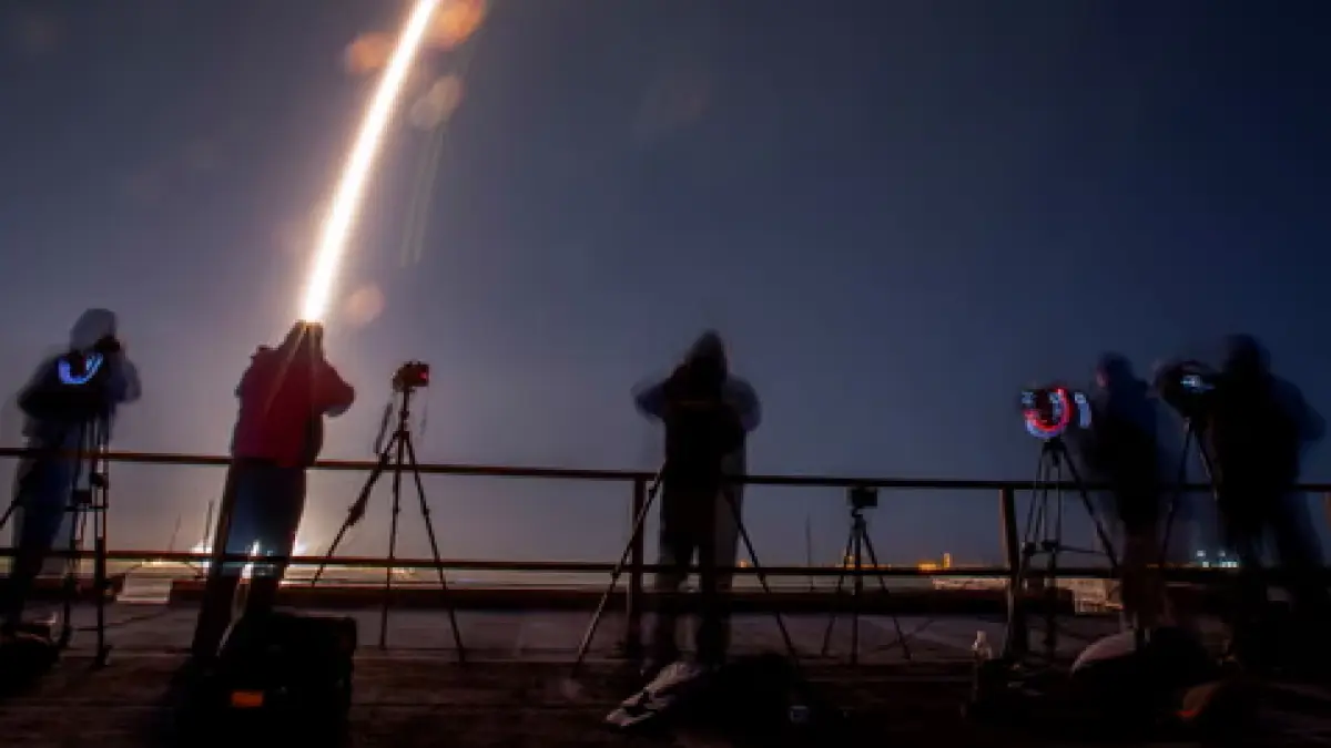 A SpaceX Falcon 9 rocket lifts off on 15 January 2025. Part of the rocket will crash into the moon on Wednesday. (The Guardian)