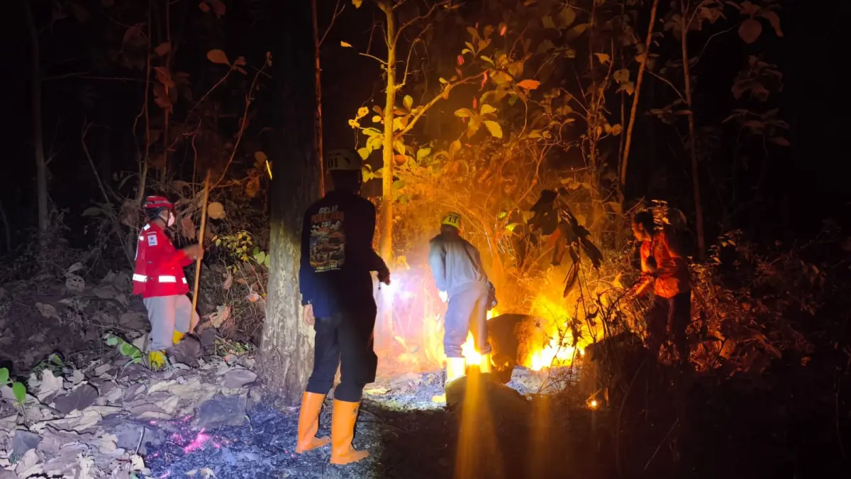 TERBAKAR: Kebakaran melanda kawasan hutan rakyat di Desa Bungkuk dan Desa Mategal, Kecamatan Parang, Magetan. 