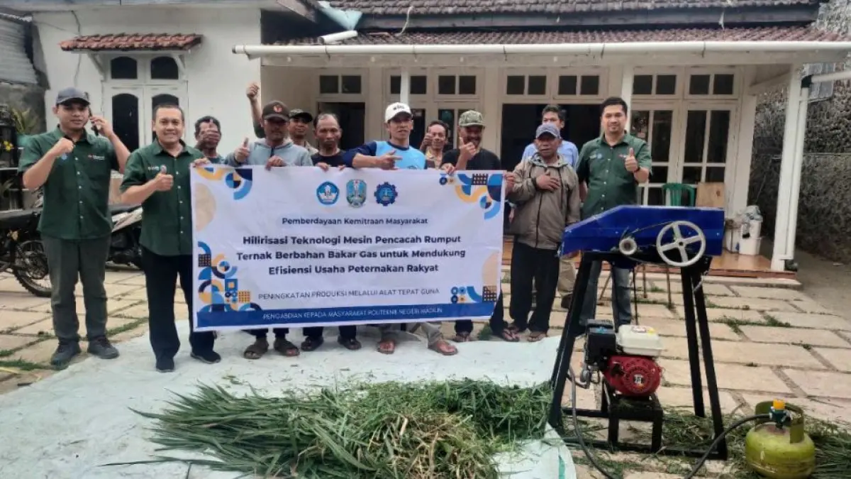 PNM menerapkan mesin pencacah rumput berbahan bakar gas di Sarangan untuk memangkas waktu penyediaan pakan dan meningkatkan efisiensi peternak.
