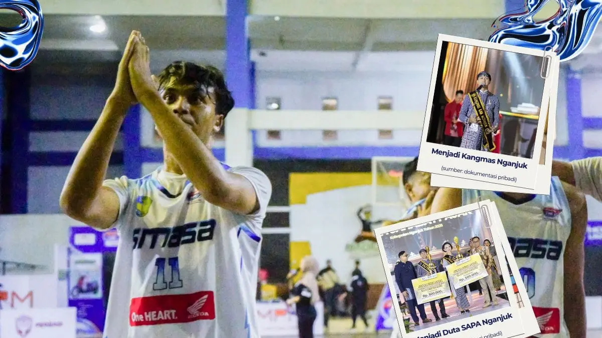 Krisna Alfajari membagi fokus sebagai student athlete SMAN 1 Nganjuk dan Wakil II Kangmas Nganjuk 2026 sembari berlaga di DBL.