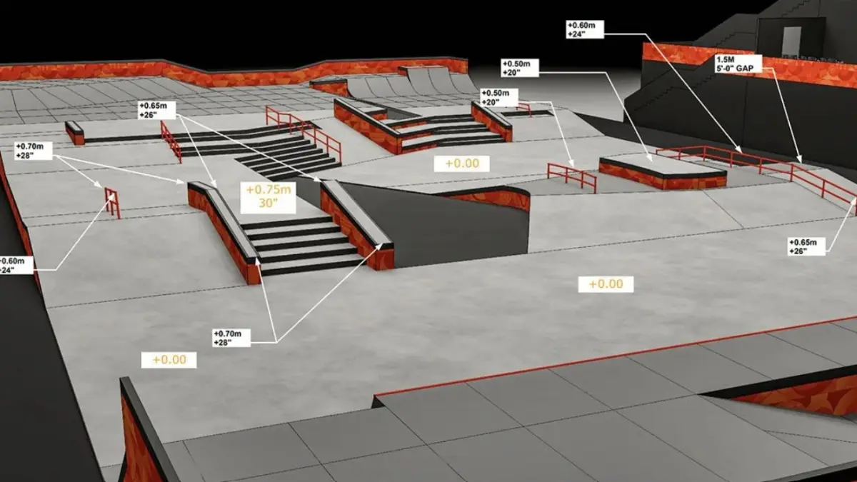 Desain arena skateboard di Asian Games Aichi-Nagoya 2026.