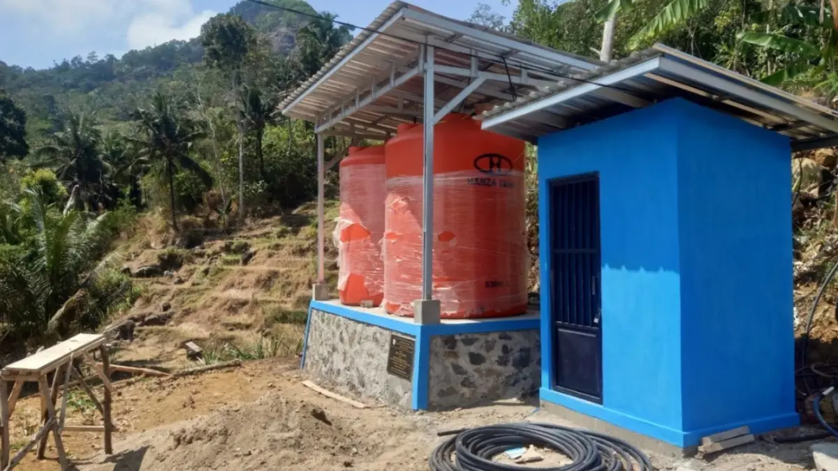 TANDON AIR: Pembangunan irigasi perpompaan untuk memperkuat pasokan air bagi lahan pertanian menghadapi ancaman kekeringan di Pacitan. DKPP untuk Jawa Pos Radar Pacitan
