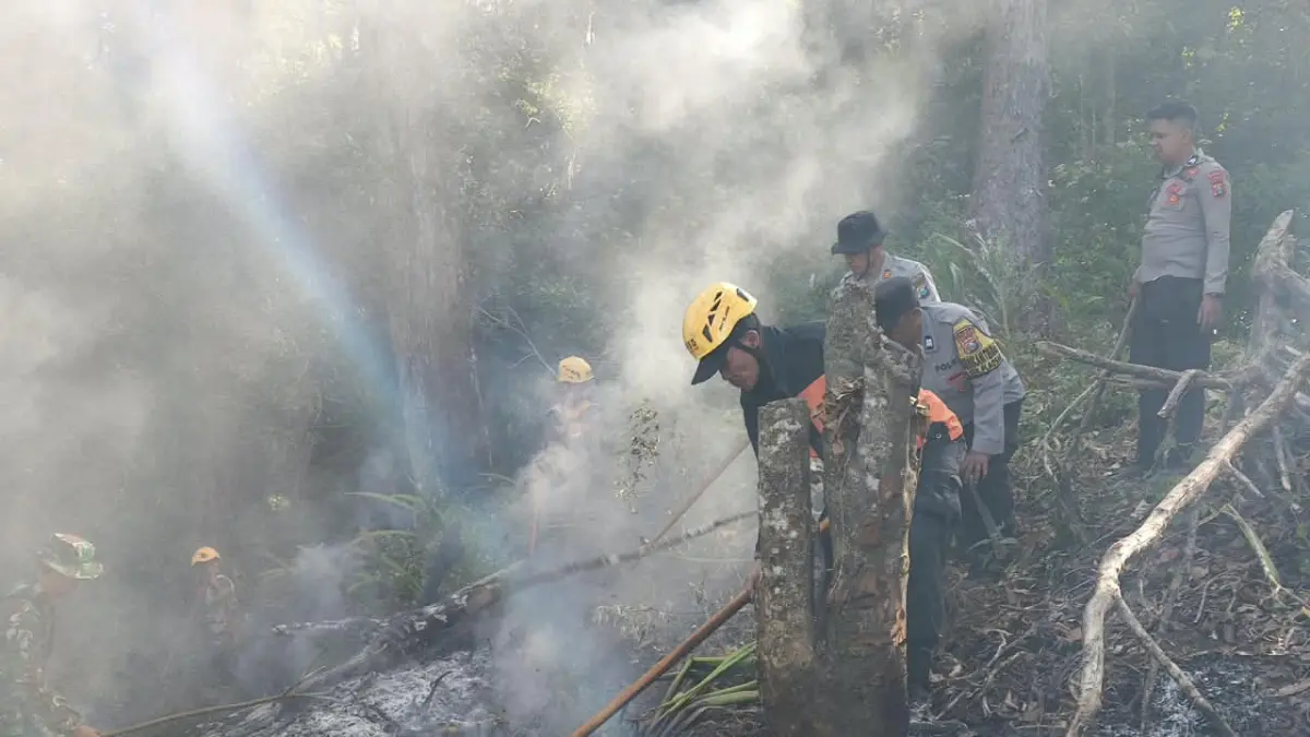 KARHUTLA: Petugas melakukan penanganan kebakaran di kawasan KHDPK Desa Pacalan, Kecamatan Plaosan, Magetan, Sabtu (5/9). Aji Putra/Jawa Pos Radar Magetan
