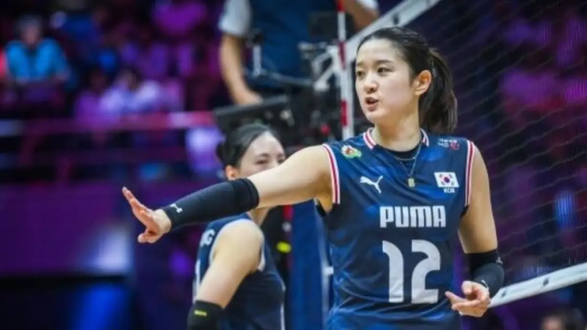 Aksi pemain Timnas Voli Korea, Kang So-hwi, di Asian Games 2026. (KOVO)