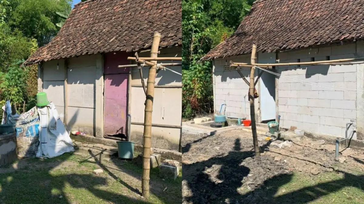 SEBELUM DAN SESUDAH: Perbedaan kondisi rumah warga desa Grudo yang telah direhab melalui program bantuan rehab RTLH.