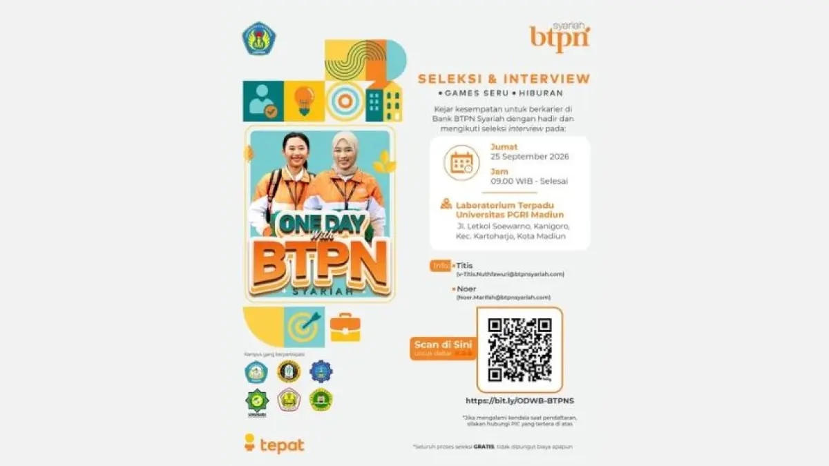 BTPN Syariah menggelar rekrutmen "One Day with BTPN Syariah" di Universitas PGRI Madiun pada Jumat (25/9).