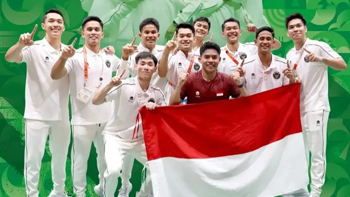 Tim badminton beregu putra Indonesia raih emas. (PBSI)
