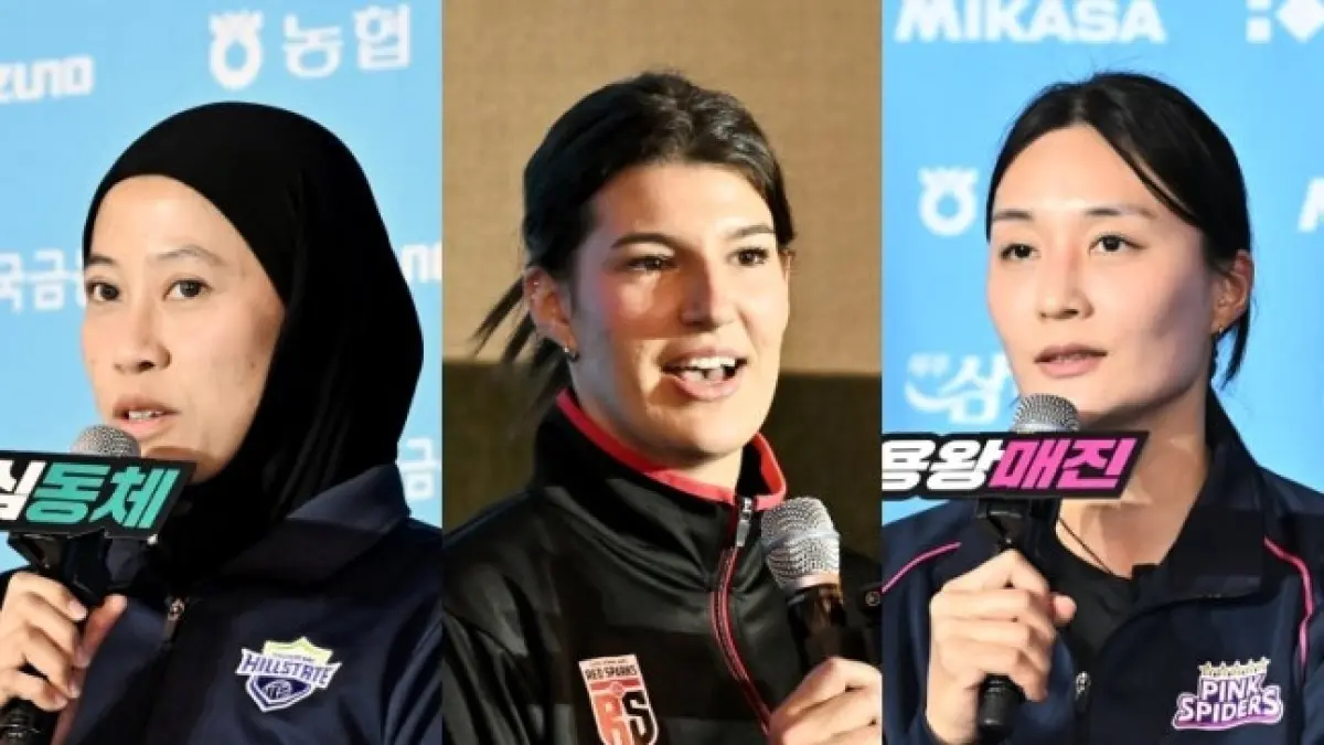 Mega, Bukilic, dan Seung Ju saat Media Day . (KOVO)