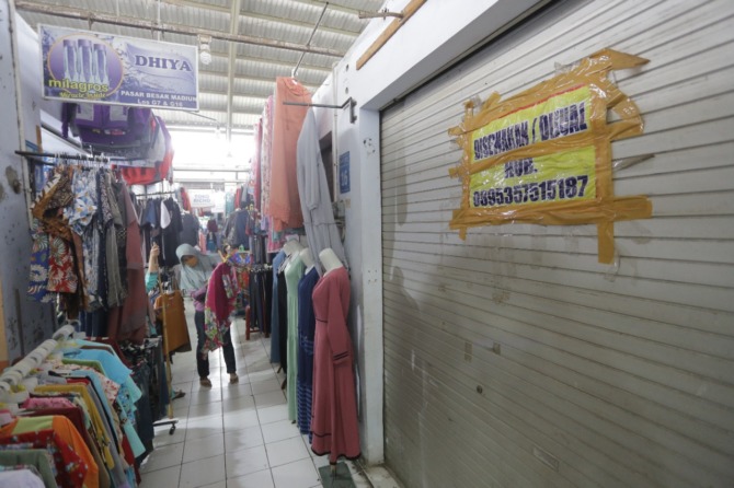 MIMPI BESAR: Lantai dua Pasar Besar Madiun bakal dikonsep meniru Pasar Tanah Abang, Jakarta Pusat, sebagai pusat grosir konveksi. (BAGAS BIMANTARA/JAWA POS RADAR MADIUN)