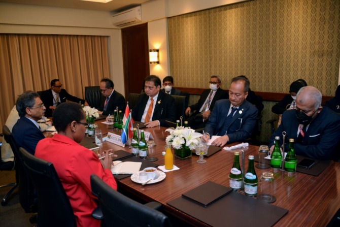 Menteri Koordinator Bidang Perekonomian Airlangga Hartarto di sela-sela pertemuan G20 Trade, Investment and Industry Ministerial Meeting (TII - MM) di Nusa Dua Bali, Kamis (22/9). (ISTIMEWA)
