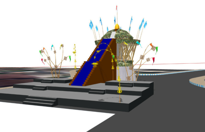 ART: Tampilan desain panggung Ruwat Jagat di Tugu Penceng. (REPRO FOTO FROM DISBUDPARPORA PACITAN)