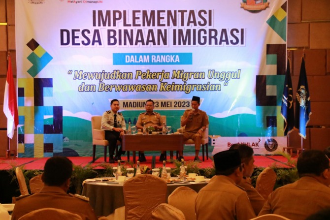INOVATIF: Kanim Madiun menggelar sosialisasi untuk memasifkan Desa Binaan Imigrasi di wilayah Kabupaten Madiun. (KANIM MADIUN)