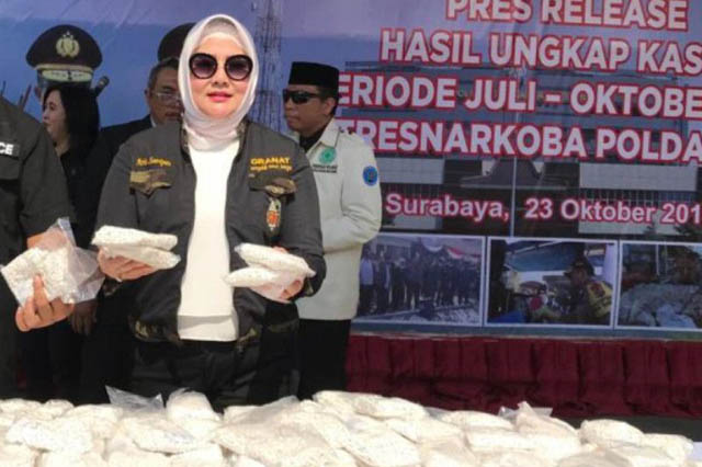 Arsip - Ketua DPD Granat Jatim Arie Soeripan di sela pemusnahan barang bukti narkoba di Mapolda Jatim di Surabaya beberapa waktu lalu. (HO-Granat Jatim/ANTARA)
