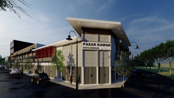 LEBIH MODERN: Proyeksi desain Pasar Kawak setelah direhab tahun ini. (ISTIMEWA)