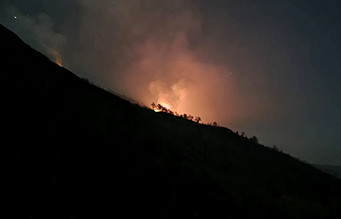 Kebakaran hutan di lereng gunung Arjuno, Kecamatan Lawang Kabupaten Malang.