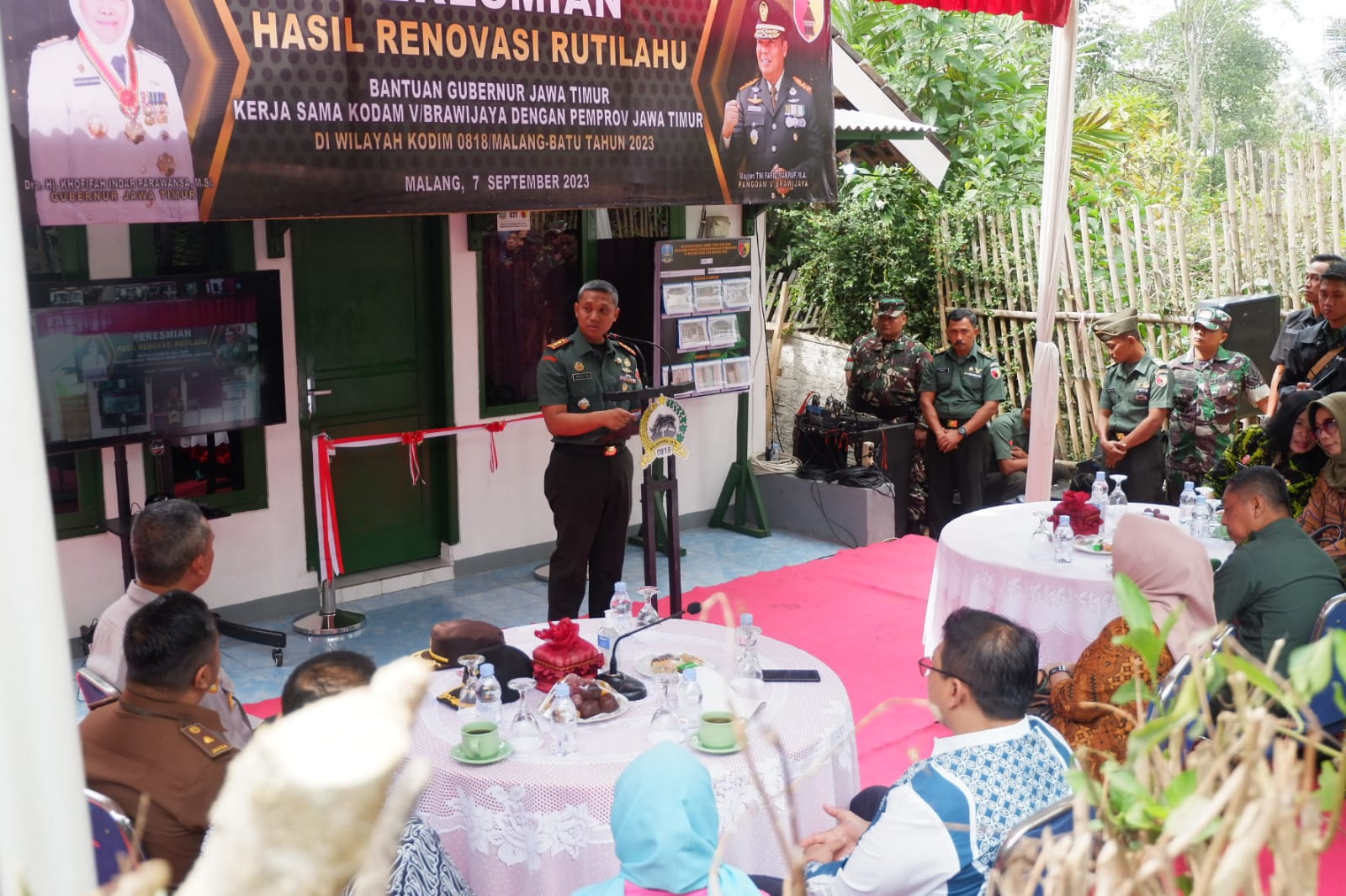 Dandim 0818 Letkol Inf Arief Nurbianto SIP MM dalam peresmian hasil renovasi Rutilahu di Desa Jatisari, Kecamatan Pakisaji, (7/9)