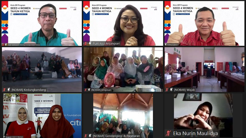 Tangkapan layar pertemuan daring kick off program SEED 4 Women besutan Mercy Corps Indonesia dan Citi Indonesia