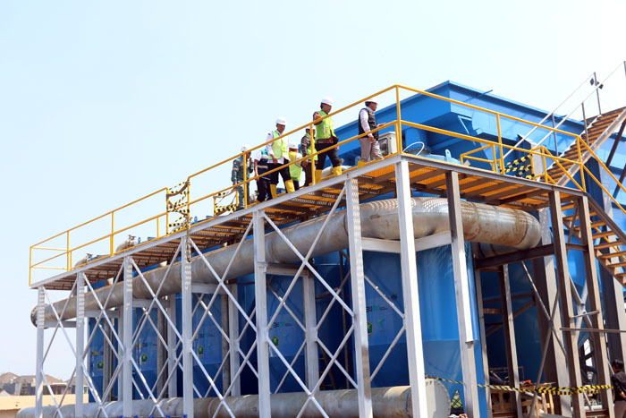 Pengecekan Instalasi Pengolahan Air (IPA) atau Water Treatment Plant (WTP) Sungai Bango Kota Malang, kemarin.