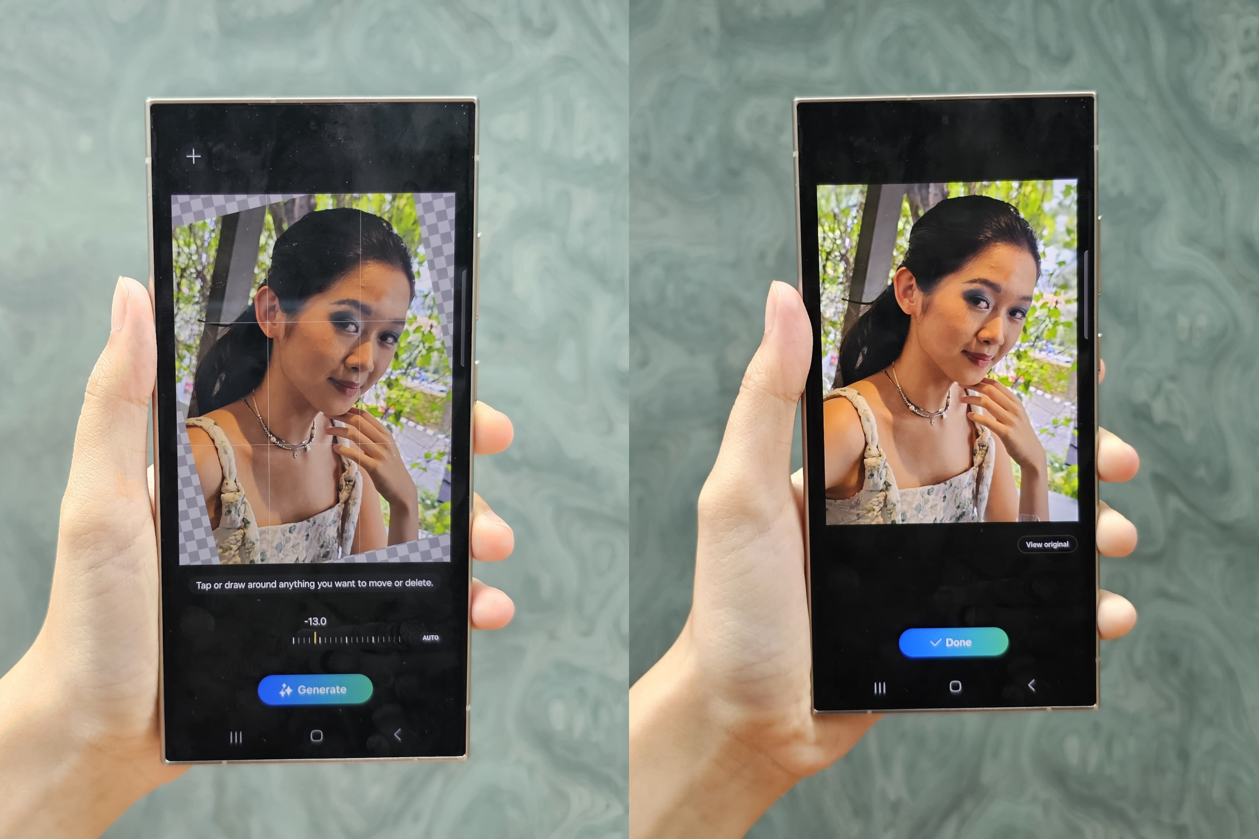Dapatkan hasil foto yang kece secara magic dengan AI editing tools dari Galaxy AI