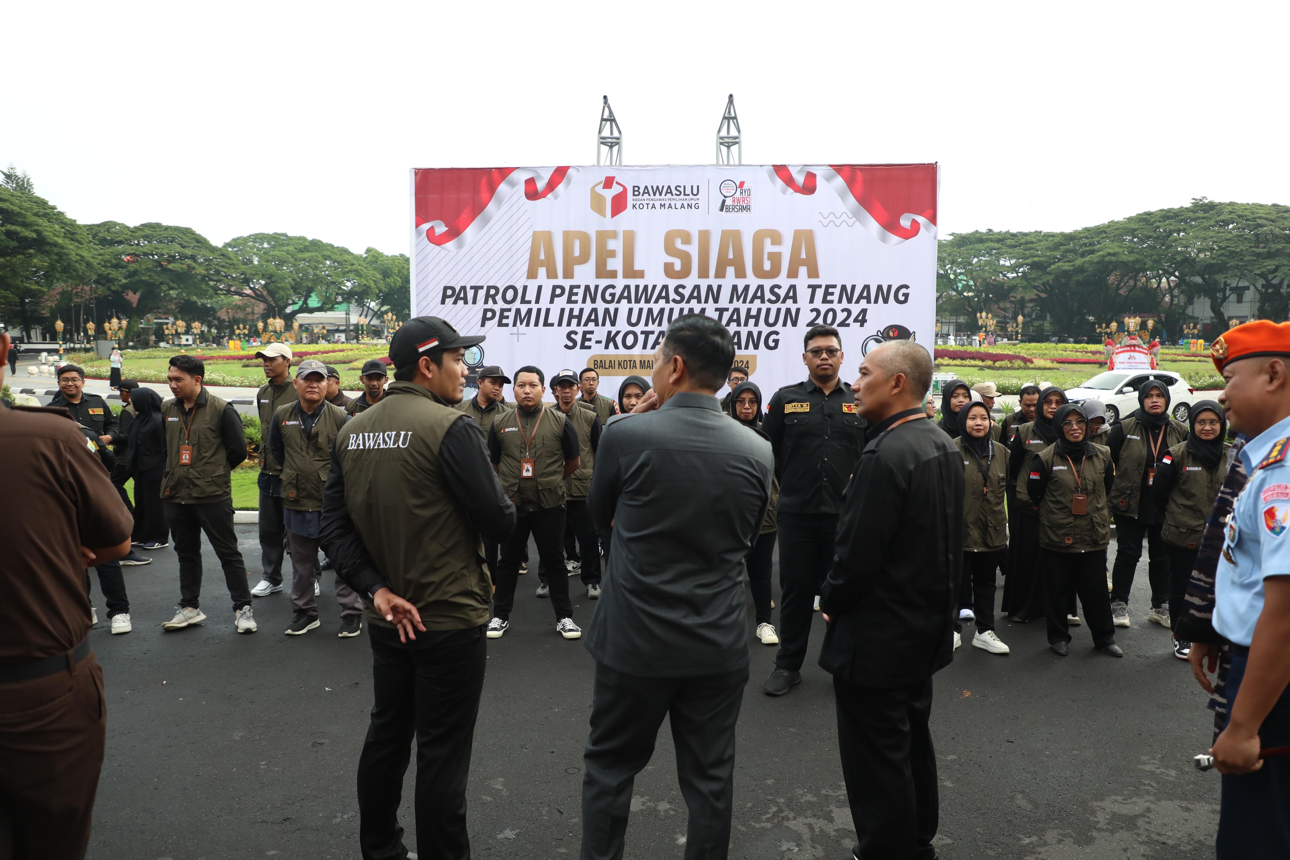 Apel Bawaslu Kota Malang jelang masa tenang. Fokus pengawasan jelang pemilu 2024 adalah politik uang