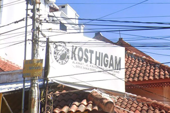 Kost Higam di Jalan Kaliurang Malang yang diambil dari nama geng tahun 70-an
