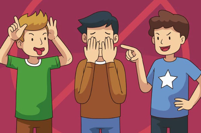 ilustrasi arek-arek ndugal sedang mengganggu temannya. Dalam kamus walikan, bahasa malangan itu menggantikan kata nakal yang kelewatan
