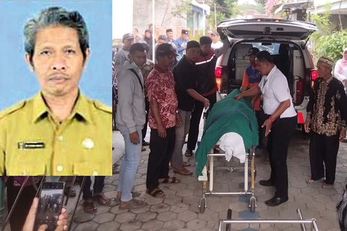 PENSIUNAN: Jenazah guru SMP PGRI 1 Wonosari Edy Kresna Handaka, 62, tiba di rumah duka di Gang Telu 16-9, Talangagung, Kecamatan Kepanjen, kemarin pukul 13.00.