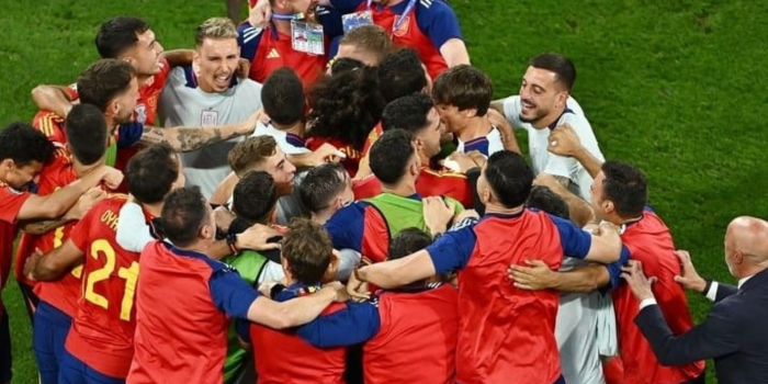Perayaan Timnas Spanyol setelah melenggang ke final Euro 2024. (instagram.com/sefutbol)