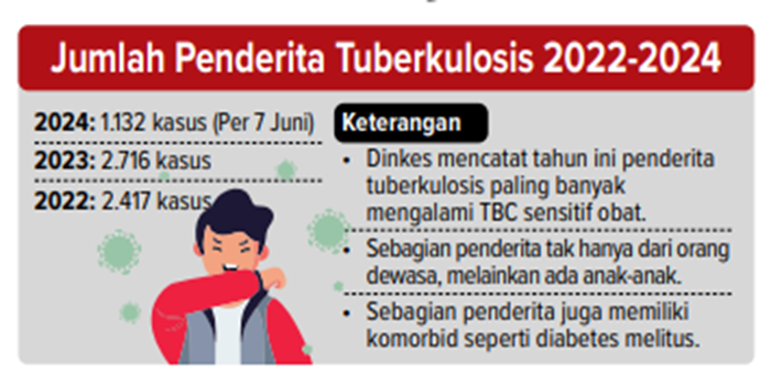 Infografik jumlah penderita tuberkulosis 2022-2024.