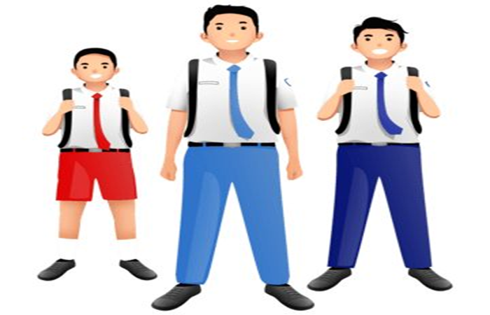 Ilustrasi siswa SD, SMP, dan SMA.