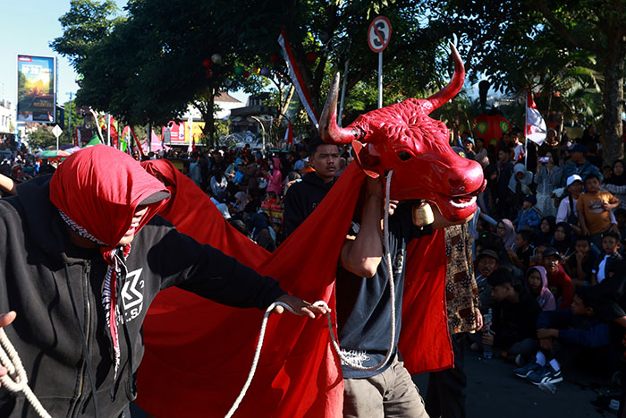 Festival Bantengan Nuswantara di Kota Batu pada Minggu (4/8) lalu. Jadwal karnaval Malang Raya masih akan padat sampai Oktober