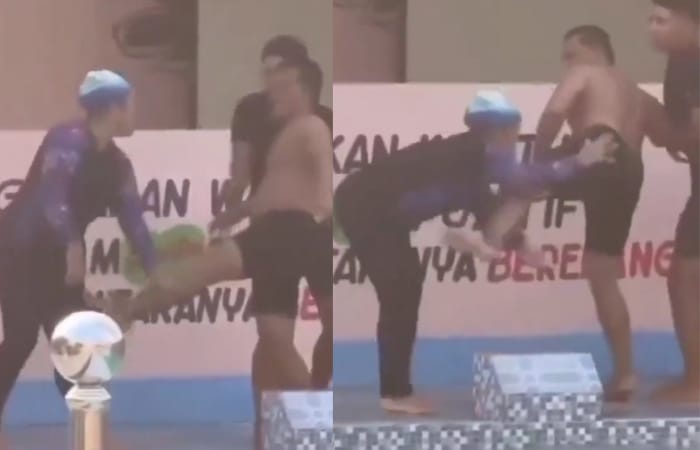 Potongan Gambar dari Video Penganiayaan Guru Olahraga di Sumatera Utara