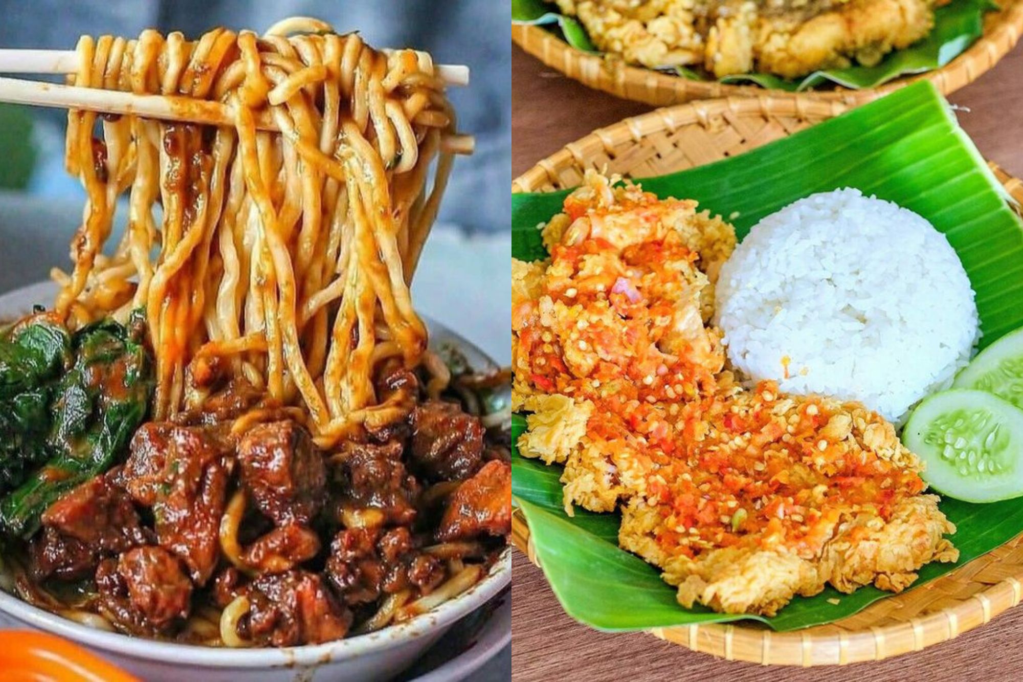 Tampilan Ayam Geprek dan Mie Ayam (source: pinterest)
