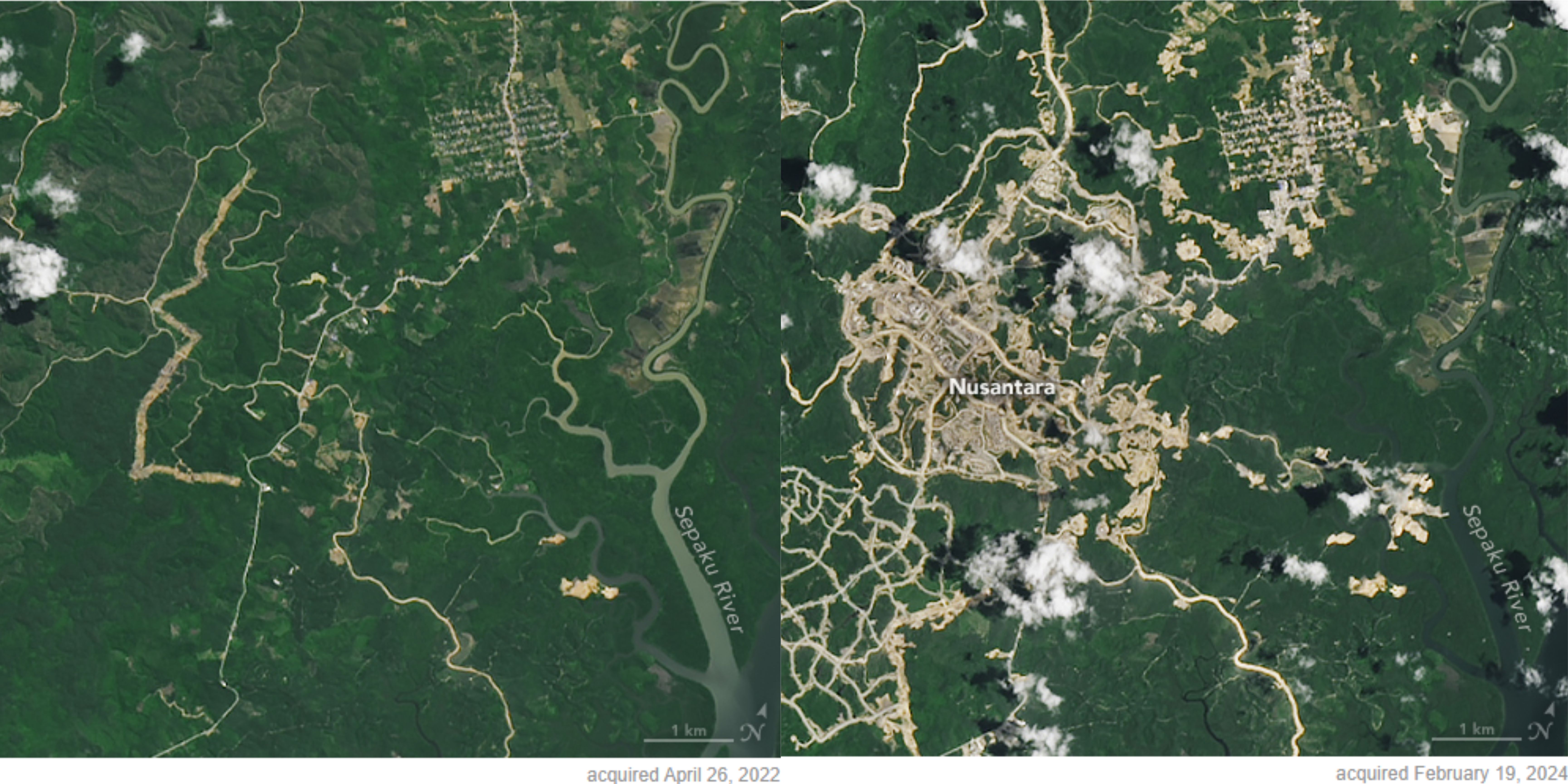 Citra IKN 2022 vs IKN 2024 (landsat.visibleearth.nasa.gov)