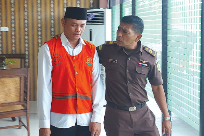 HEWAN TERLARANG: Terdakwa Hartawan, 48, warga Desa Waturejo, Ngantang, setelah menjalani persidangan.
