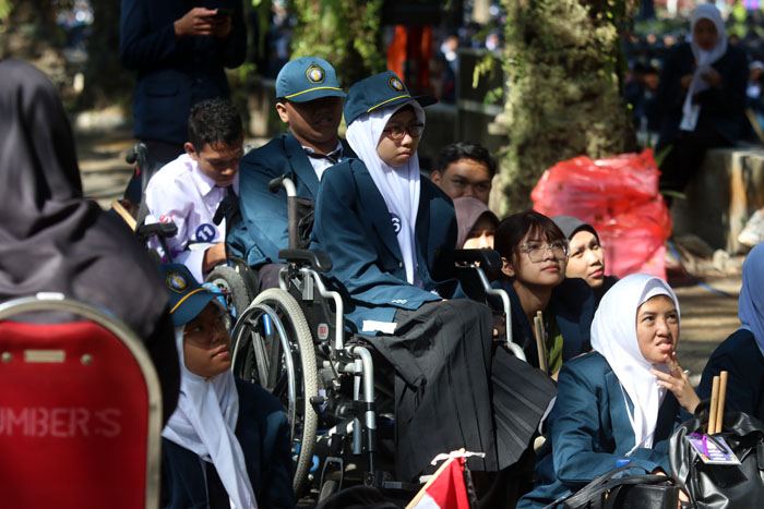 Mahasiswa disabilitas saat mengikuti PKKMB UB kemarin