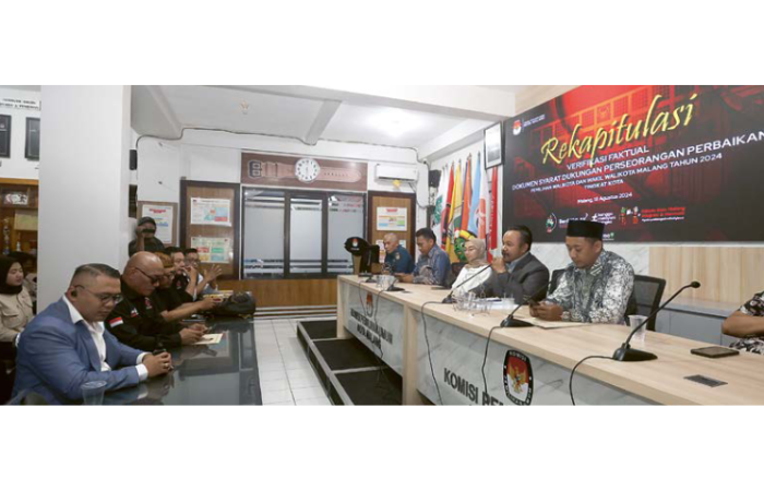 BANYAK YANG TMS: KpU Kota Malang mengumumkan hasil verifikasi faktual bukti dukungan untuk pasangan calon independen Sam HC-Boncell kemarin.