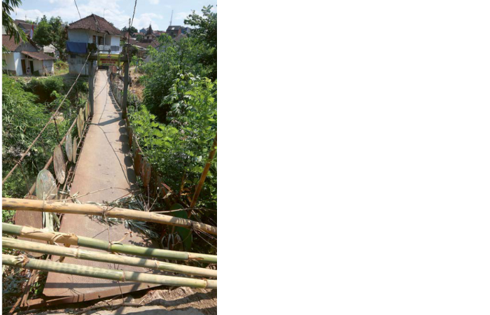SULIT DAPAT BANTUAN: Jembatan gantung Kepuh- Sukun berada di perbatasan Kota dan Kabupaten malang. permohonan bantuan ke provinsi belum disetuju