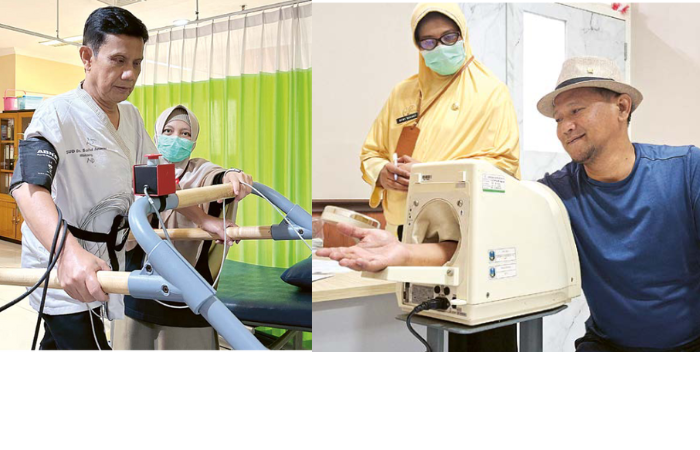 HARI TERAKHIR: Gunawan menjalani sesi treadmill untuk mengetahui kondisi jantungnya. Tes serupa juga dijalani pasangannya, Umar Usman.