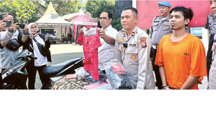 RUGIKAN PELANGGAN: Gustenvert, 32, warga Kecamatan Bugul Kidul, Kota Pasuruan melakukan pencurian router wifi pelanggan Telkom sejak 2023 lalu. Dia ditangkap polisi pada 30 Juli lalu.