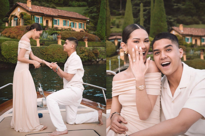 Potret Al Ghazali melamar Alyssa Daguise di Italia. (Instagram @