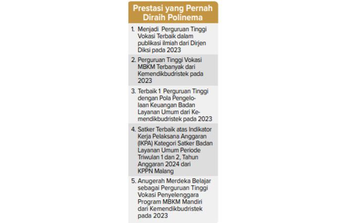 Grafis prestasi yang pernah diraih Polinema.