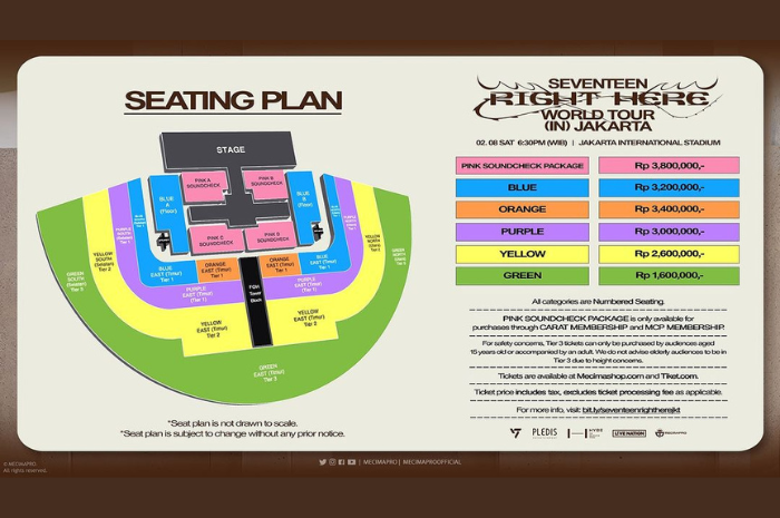 Seating plan konser SEVENTEEN di JIS (Mecimapro)