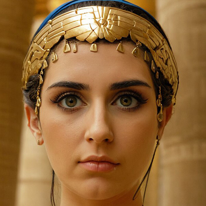 Interpretasi AI terhadap wajah asli Cleopatra, ratu Mesir pada era Republik Romawi. Cleopatra terlibat skandal perselingkuhan dengan Diktator Romawi Julius Caesar dan Mark Antony