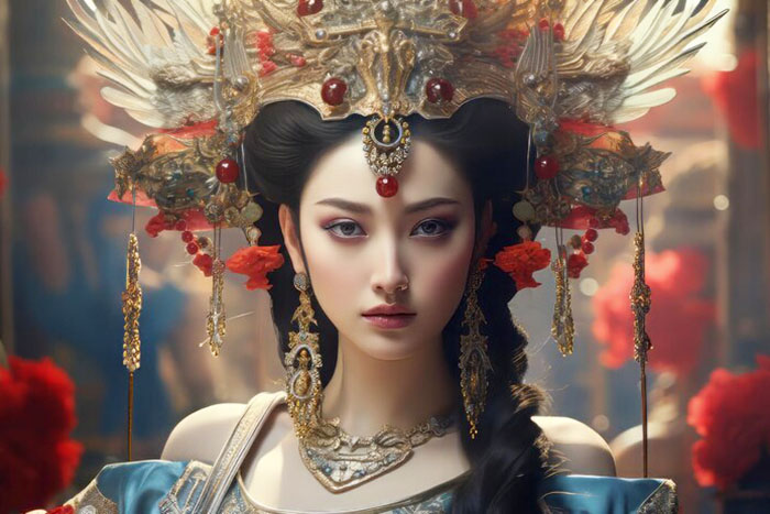 Kaisar China Dinasti Tang Wu Zetian, rekaan AI