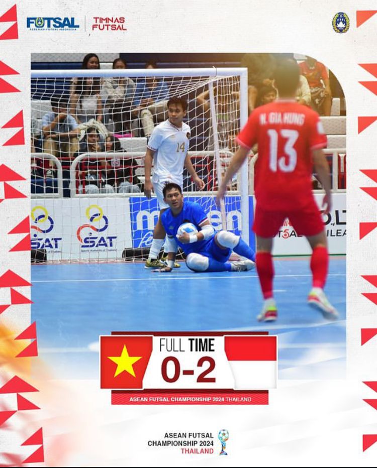 Hasil final ASEAN Futsal Championship 2024 antara Vietnam vs Indonesia. (Instagram @timnasfutsal)