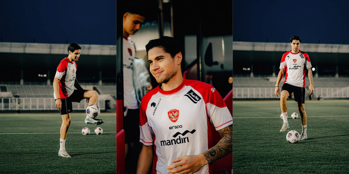 Kevin Diks saat sesi latihan timnas dengan jersey training timnas Indonesia