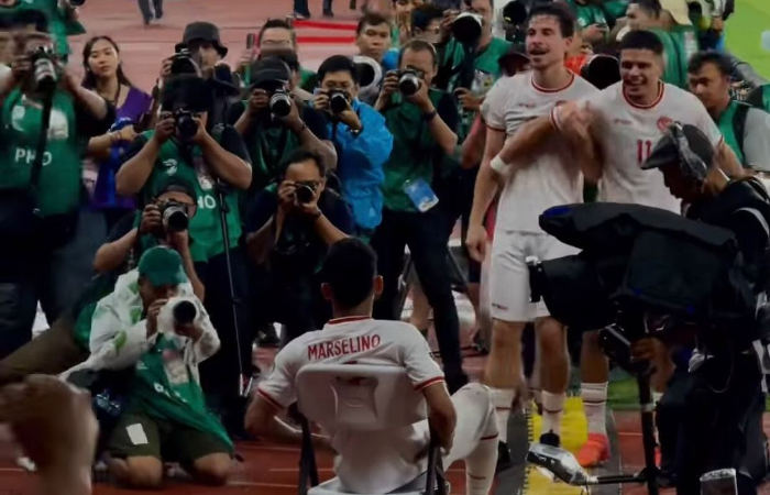 Foto Selebrasi Marselino saat Melawan Arab Saudi (instagram @paxjooofficial)